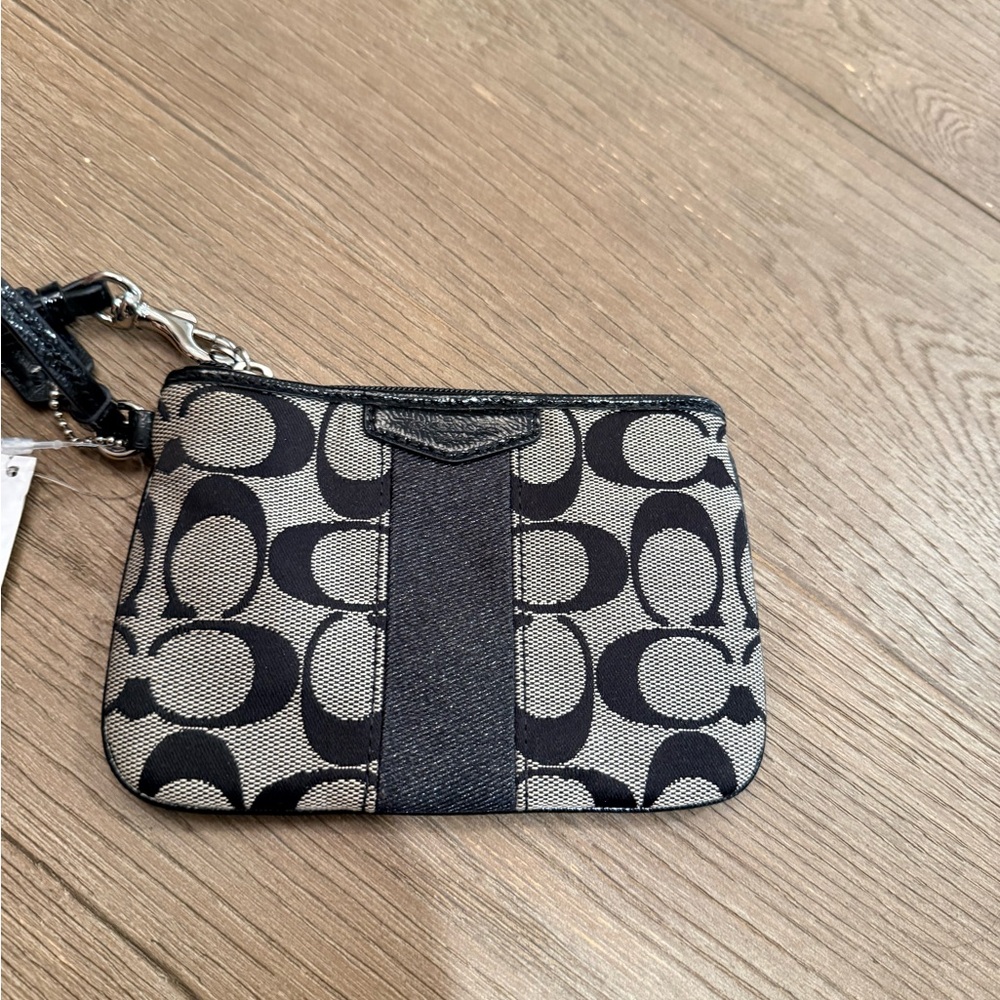 NWTCoach Black and Gray Patterned Wristlet